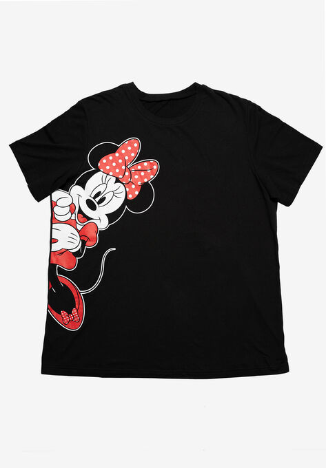 Disney Women's Minnie Mouse Leaning Short Sleeve T-Shirt Black, , alternate image number null