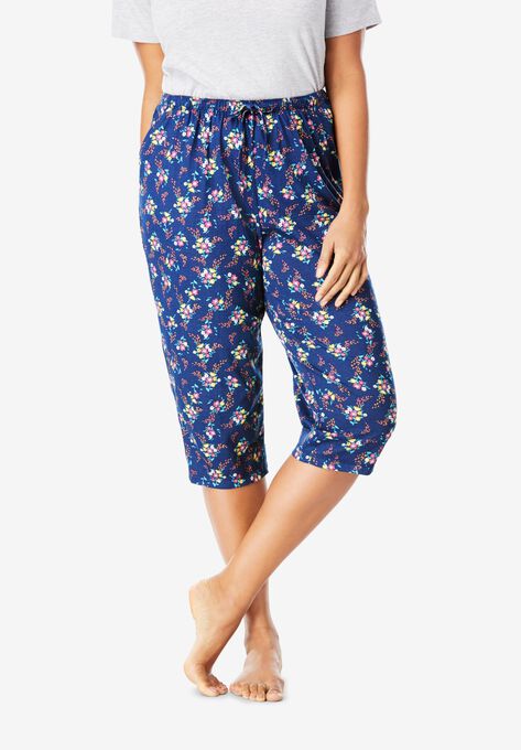 Knit Sleep Capri , EVENING BLUE FLOWER, hi-res image number null