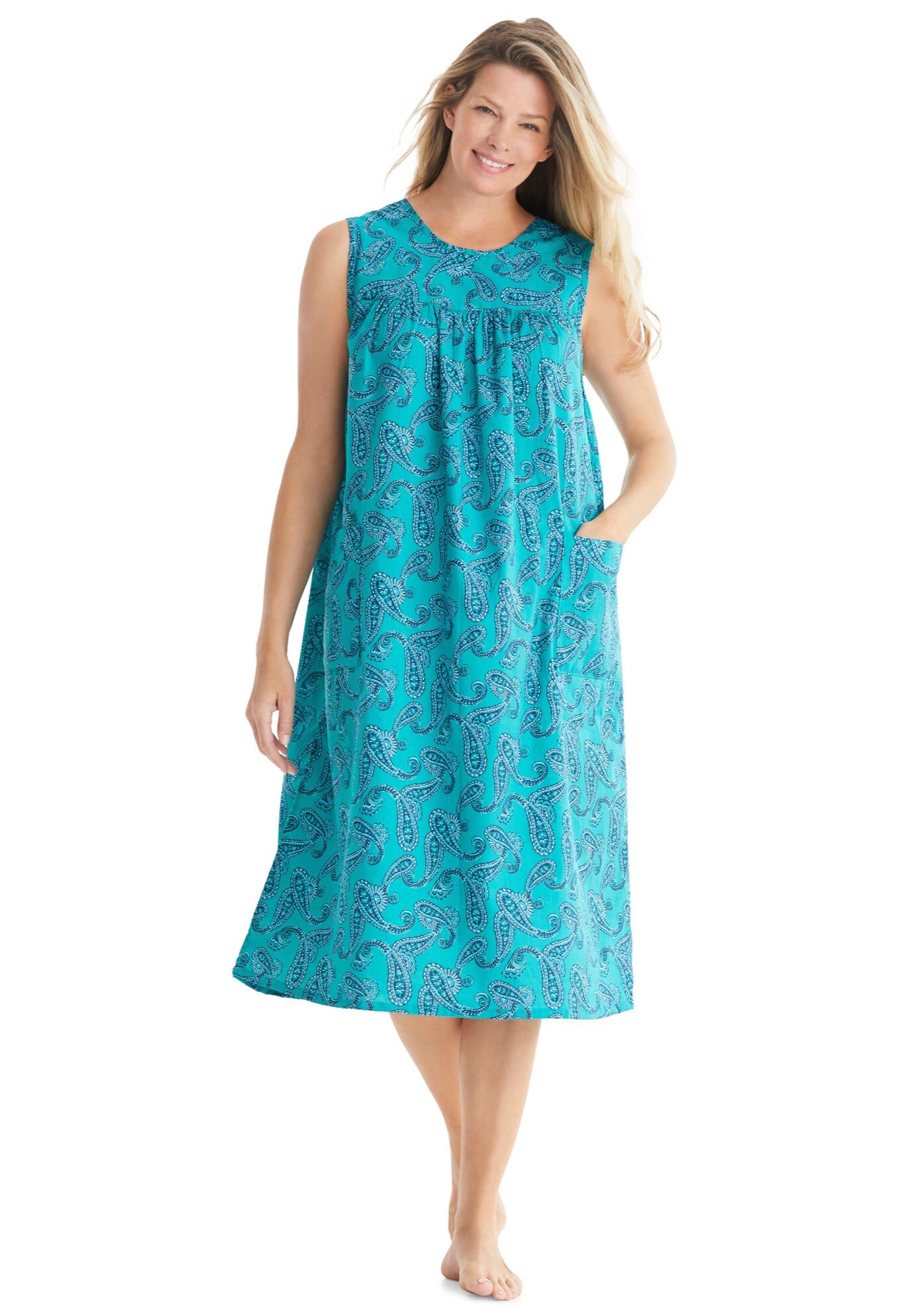 Sleeveless Print Lounger, WATERFALL PAISLEY, hi-res image number 0