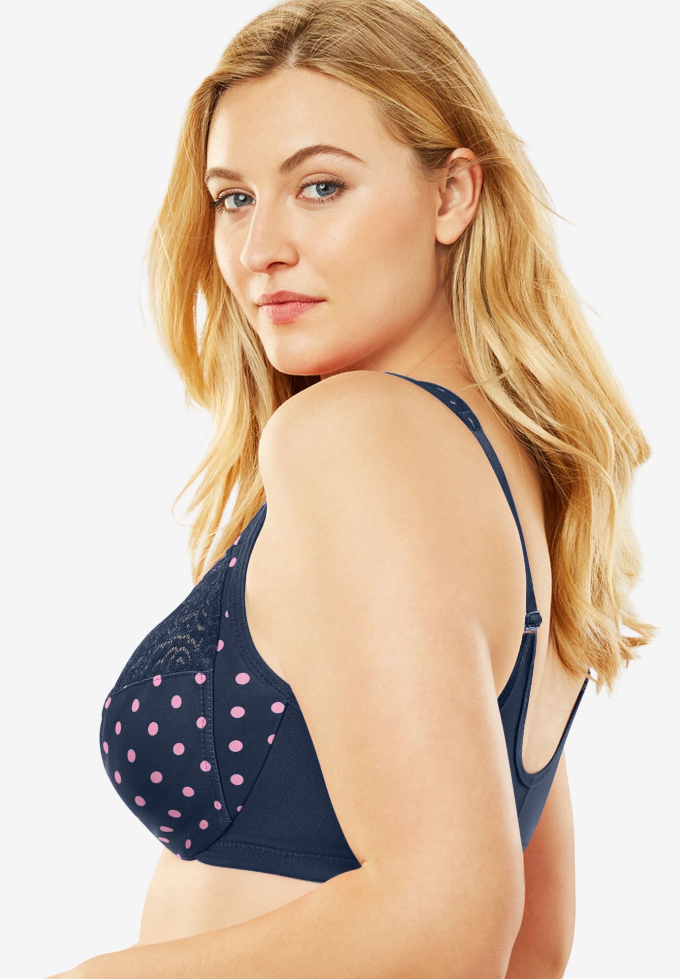 Wonderwire® Front-Close Underwire Bra 1245, NAVY PRINT, alternate image number 2