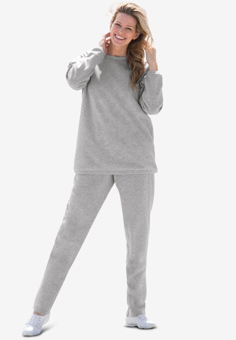 Fleece Sweatshirt Set, HEATHER GREY, hi-res image number null