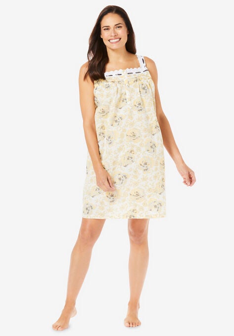 Short 2-Piece Cabbage-Rose Print Peignoir Set, , alternate image number null
