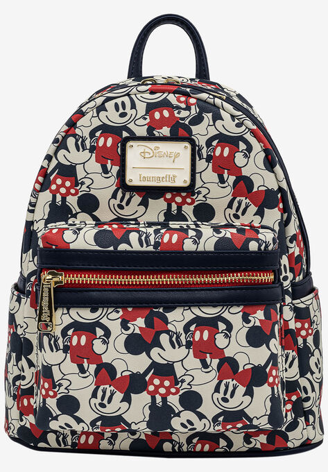 Loungefly x Disney Mickey & Minnie Mini Backpack Handbag All-Over Print Navy, MULTI, hi-res image number null