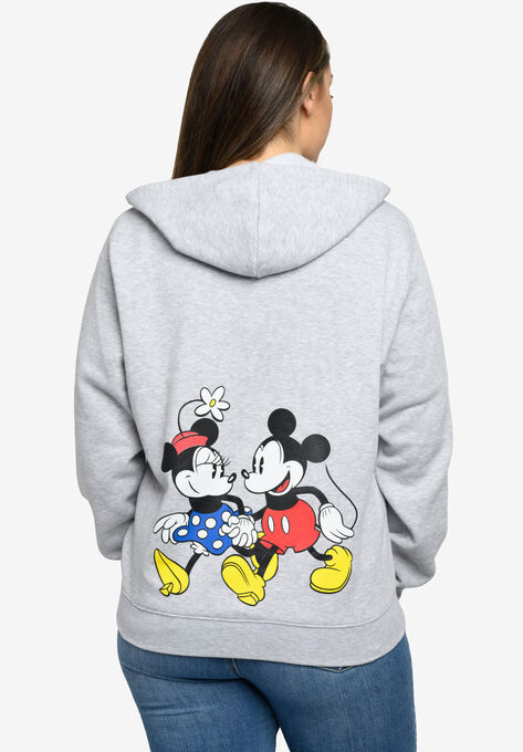 Disney Mickey Minnie Mouse Stroll Zip Hoodie Sweatshirt Gray, , on-hover image number null