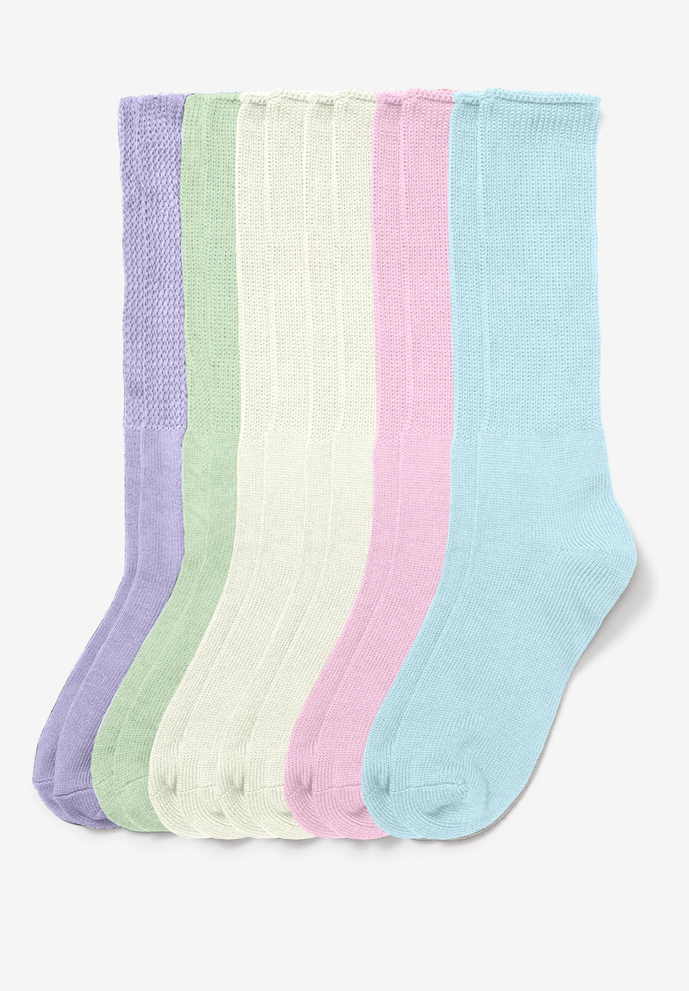 6-Pack Rib Knit Socks, PASTEL PACK, on-hover image number 1