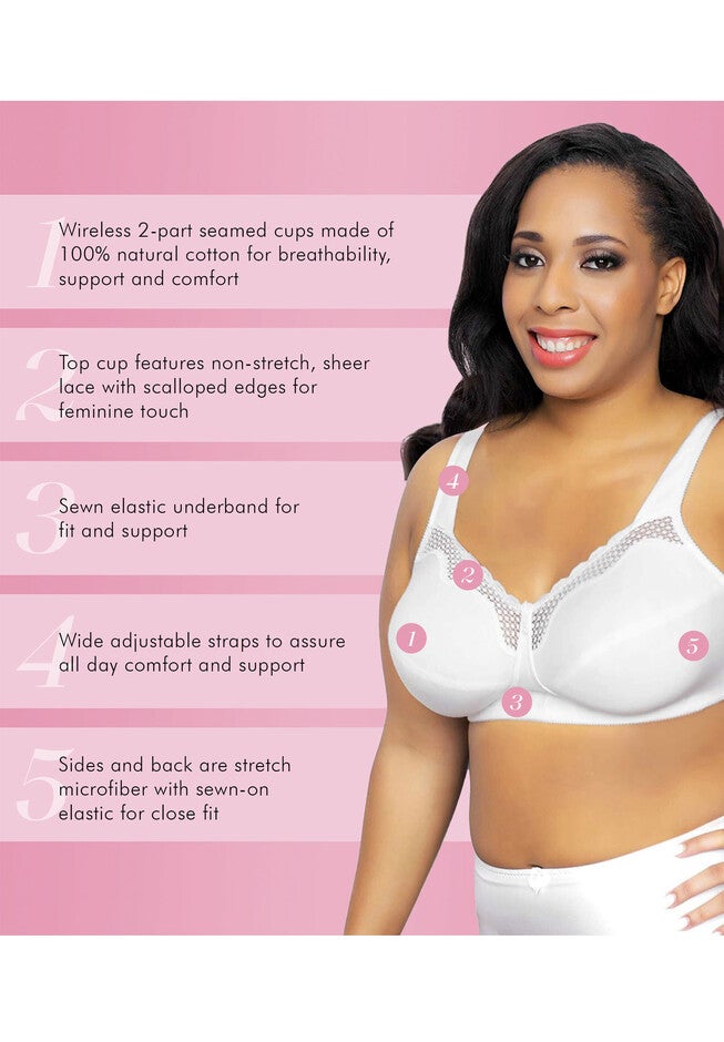 Fully® Cotton Soft Cup Lace Bra, , alternate image number 3