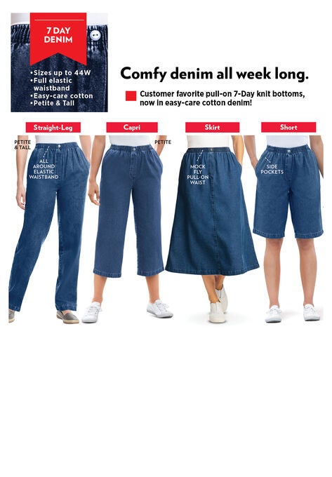 Elastic-Waist Cotton Capri, , alternate image number null
