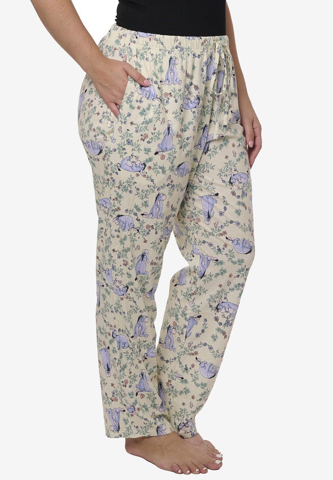 Eeyore Lounge Pajama Pants Cotton Watercolor Floral Lounge Pants, , alternate image number null