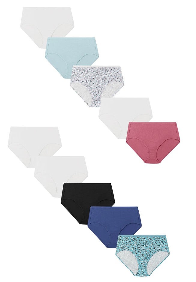 Women'S Cotton Brief, Assorted Underwear, 10 Pack, ASSORTED, hi-res image number null