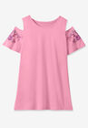 Short-Sleeve Cold-Shoulder Tee, , alternate image number null
