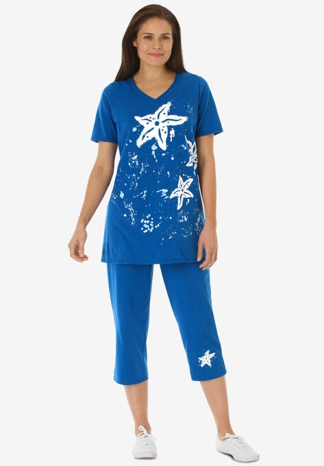 Starfish Tunic and Capri Set, BRIGHT COBALT STARFISH, hi-res image number null
