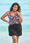 Underwire Swim Dress , BLACK FUCHSIA LEAF, hi-res image number null