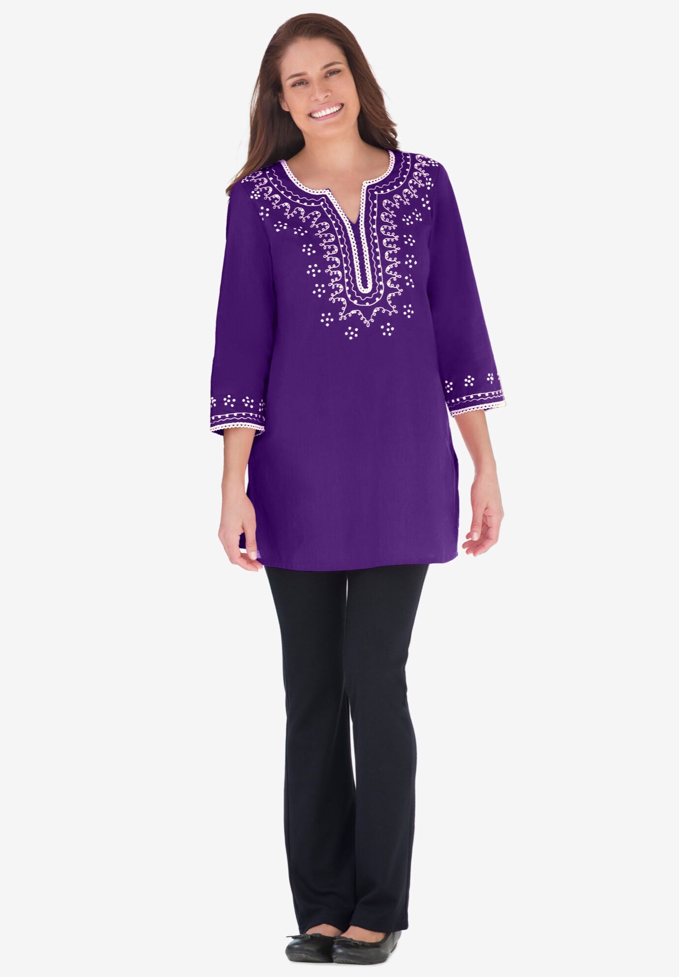 Sequined cotton tunic, , alternate image number 1