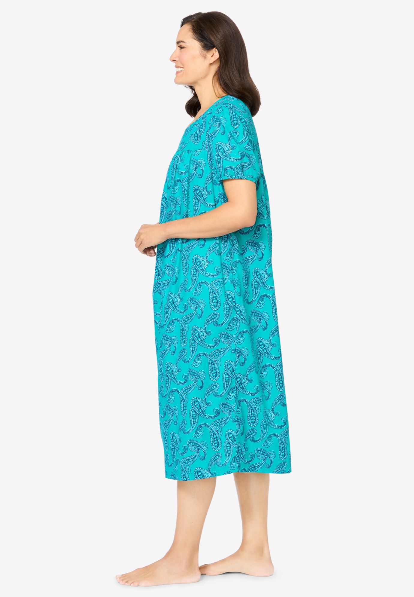 Short Print Shirred Lounger, WATERFALL PAISLEY, alternate image number 2