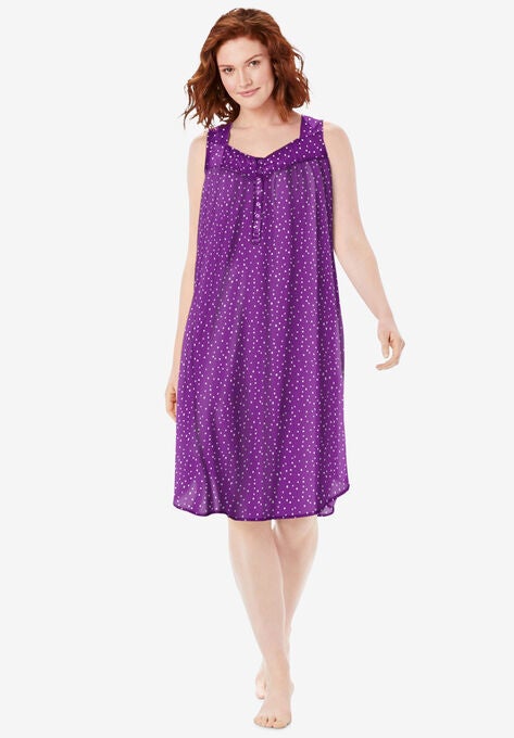 Pintuck Cooling Sleeveless Sleepshirt, FRESH BERRY DOT, hi-res image number null