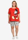 Mickey Mouse T-Shirt & Bike Shorts 2-Piece Set Disney Red Gray, , on-hover image number null