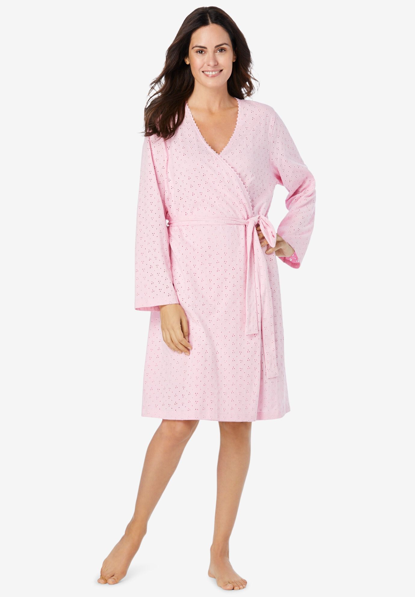 Everyday Short Eyelet Wrap Robe, White | Swimsuits For All