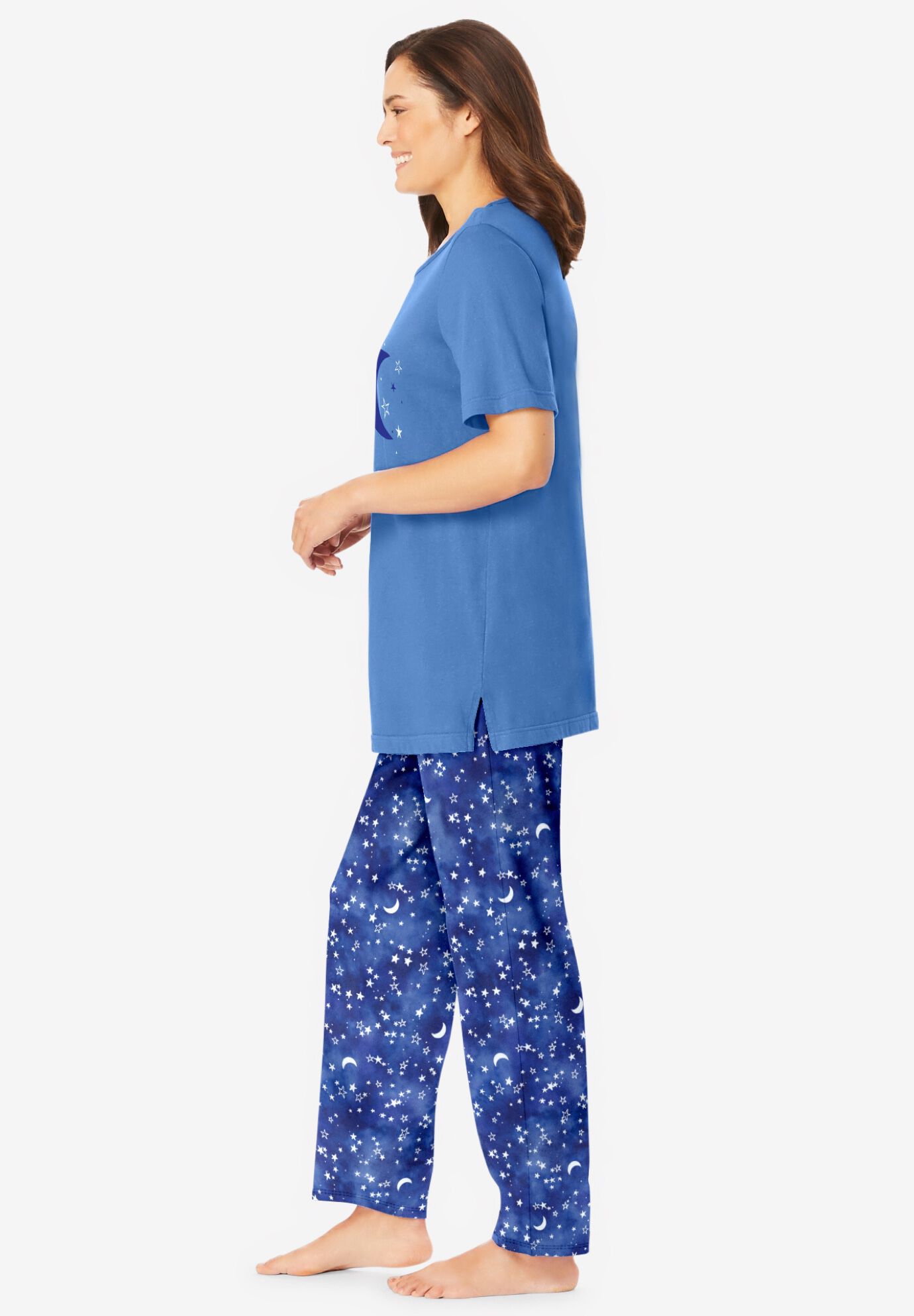 Graphic Tee Pure Cotton PJ Set, FRENCH BLUE TIE DYE MOON, alternate image number 2