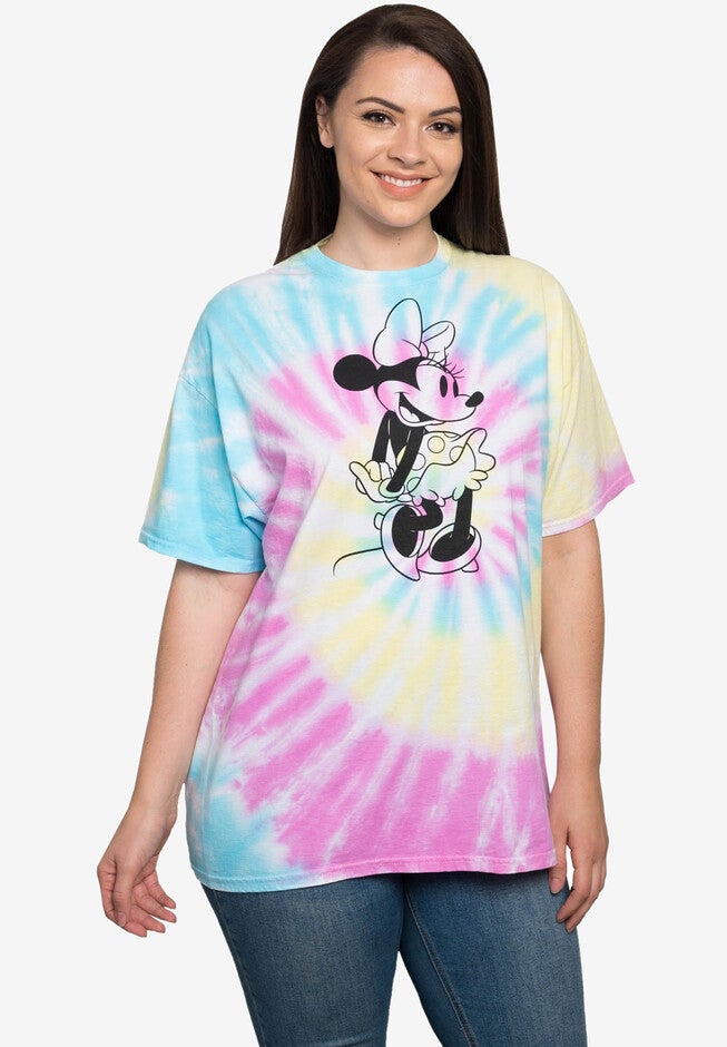 Disney Womens Plus Size Minnie Mouse Short Sleeve Tie-Dye T-Shirt Retro, RETRO, hi-res image number 0