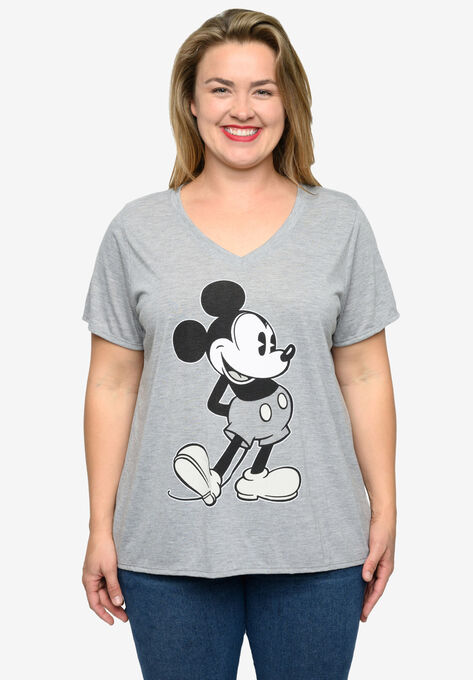 Retro Mickey Mouse V-Neck T-Shirt Gray, , on-hover image number null