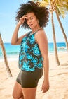 High-Neck Blouson Tankini Top, , alternate image number null