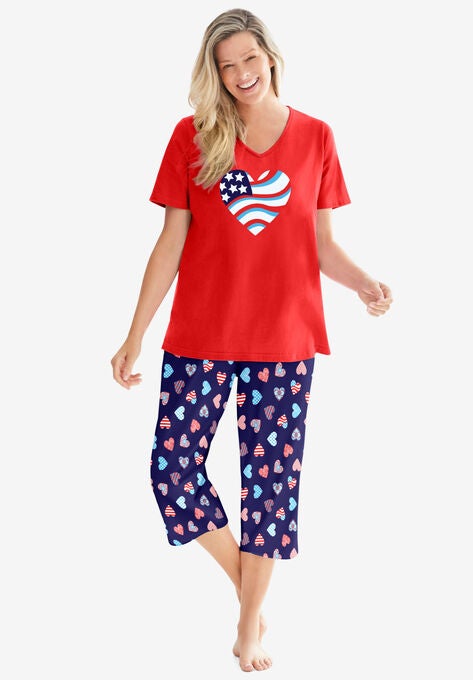 2-Piece Capri PJ Set , NAVY AMERICANA HEART, hi-res image number null