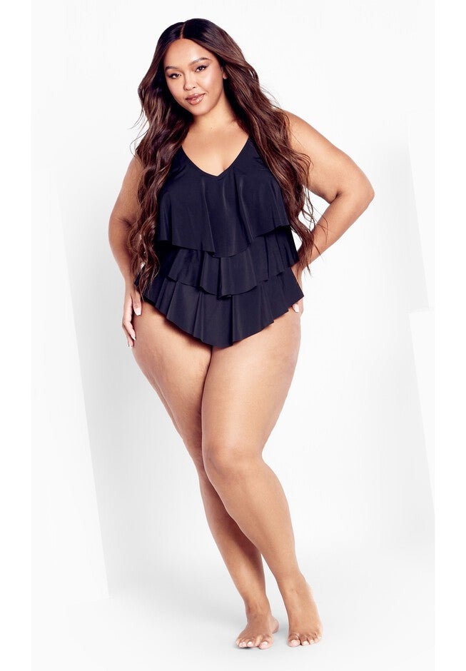 Pia V-Tiered 1 Piece, BLACK, hi-res image number null