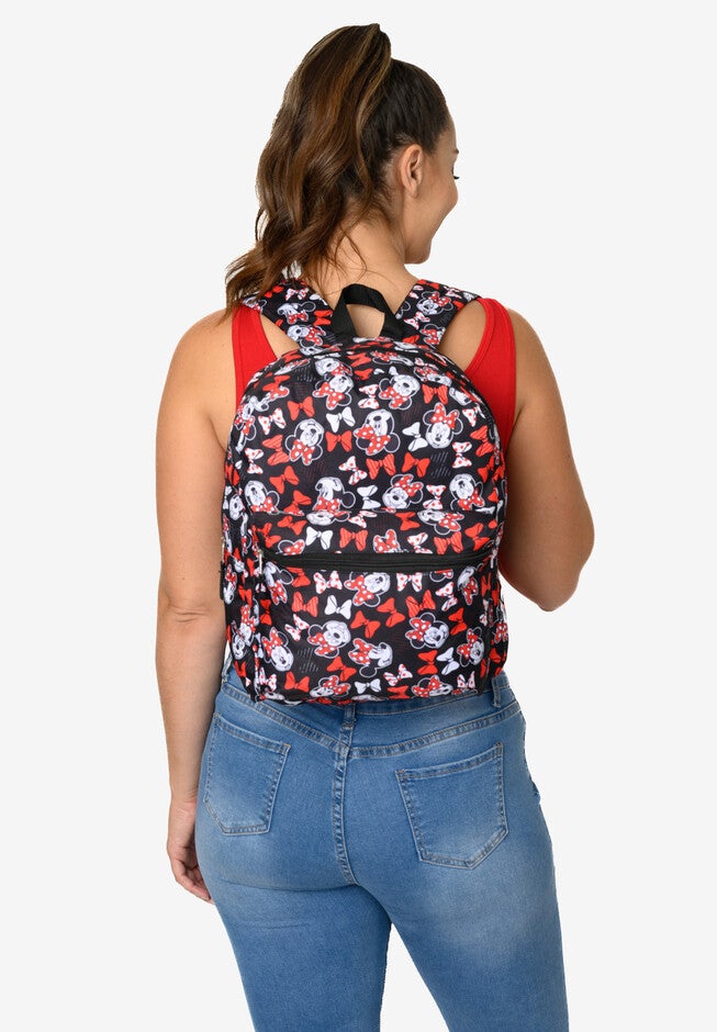 Minnie Mouse All-Over Print Bows Icons 16" Backpack, BLACK, hi-res image number null