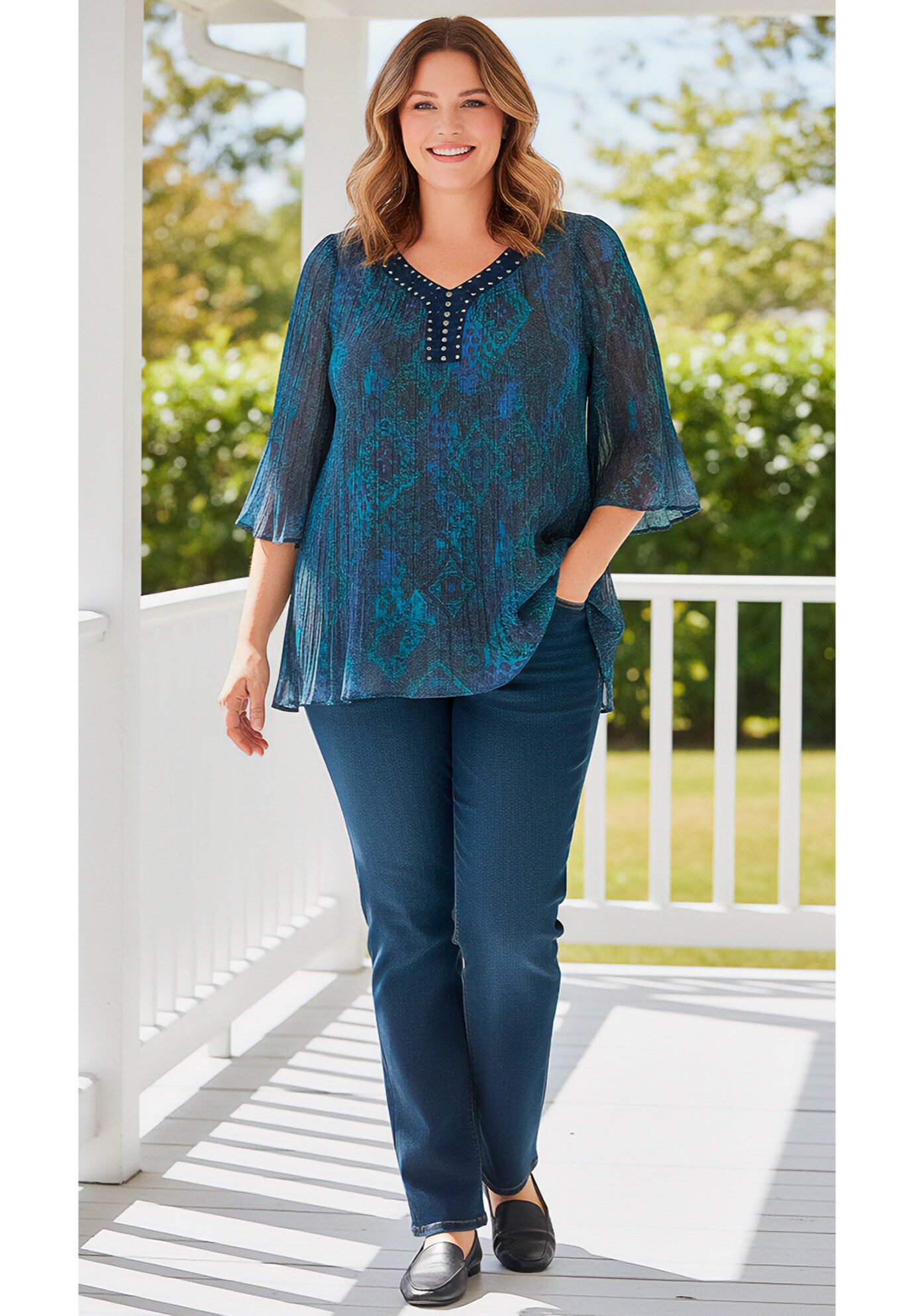 Straight-Leg Stretch Denim Five-Pocket Jeans