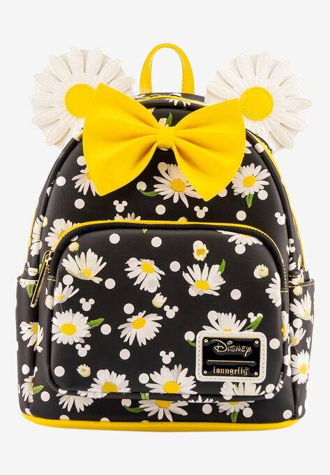 Loungefly X Disney Minnie Mouse Daisies Mini Backpack Handbag Ears, BLACK, hi-res image number null