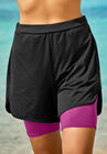 Colorblock Swim Boardshort, BLACK FUCHSIA, hi-res image number null