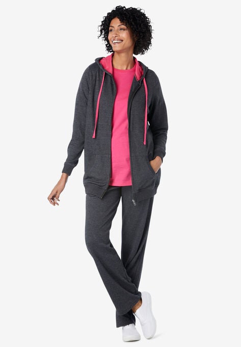 Contrast Tie Hoodie Set, , alternate image number null