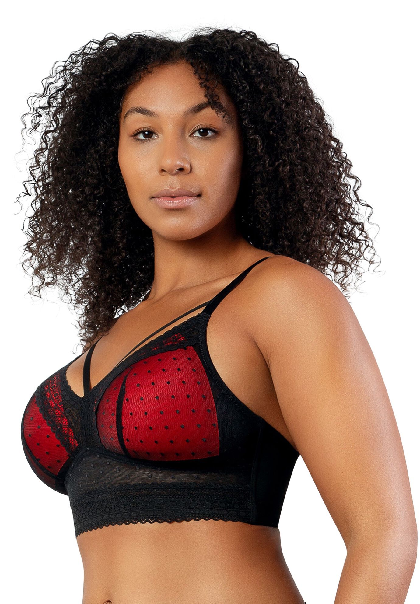 Mia Dot Wire-Free Padded Mesh Bralette, , on-hover image number 1