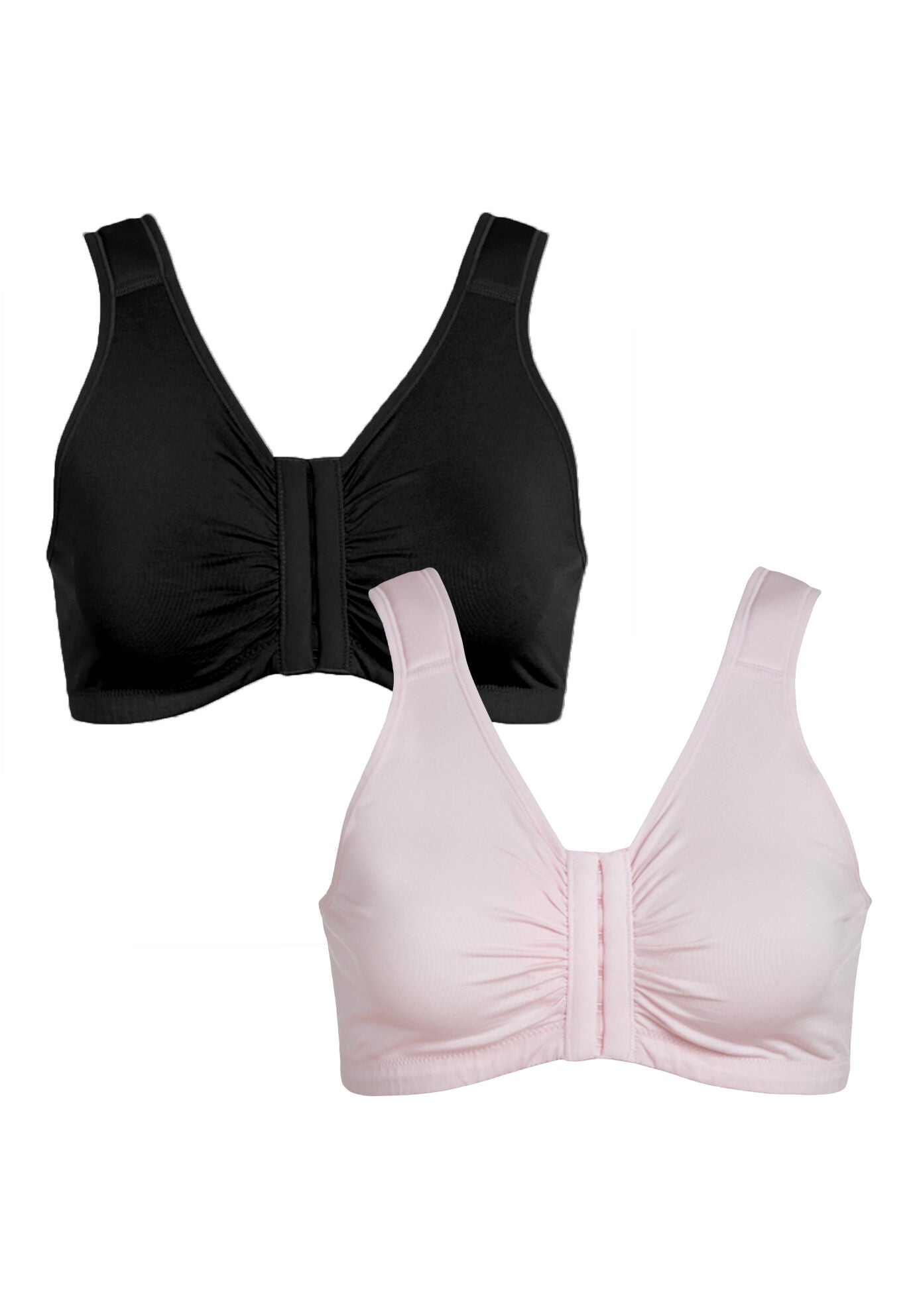 The Laurel - Seamless Comfort Front-Closure Bra 2-Pack, BLACK PINK, hi-res image number 0