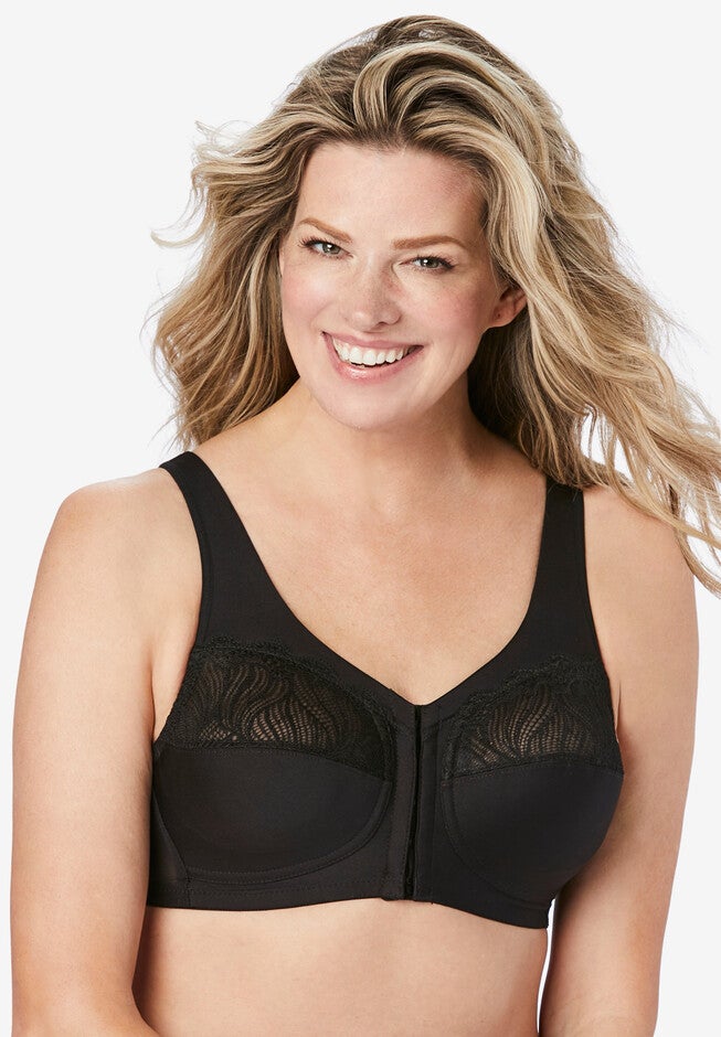 Full Figure Plus Size MagicLift Natural Shape Front-Close Bra Wirefree 1210, BLACK, hi-res image number 0