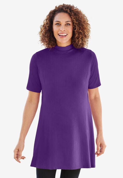 Mockneck Swing Tunic, RADIANT PURPLE, hi-res image number null