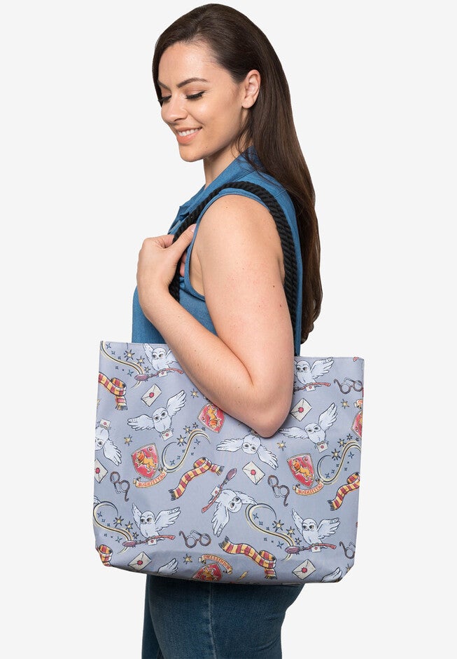 Harry Potter Gryffindor Travel Rope Tote Bag Carry-On Hedwig Glasses, GRAY, hi-res image number 0