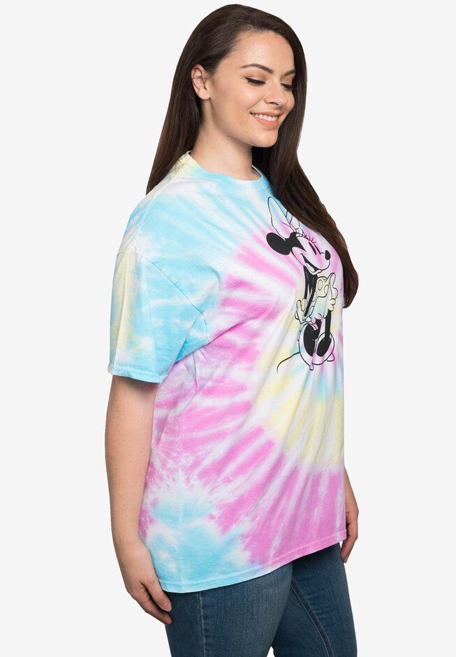 Disney Womens Plus Size Minnie Mouse Short Sleeve Tie-Dye T-Shirt Retro, , alternate image number 3