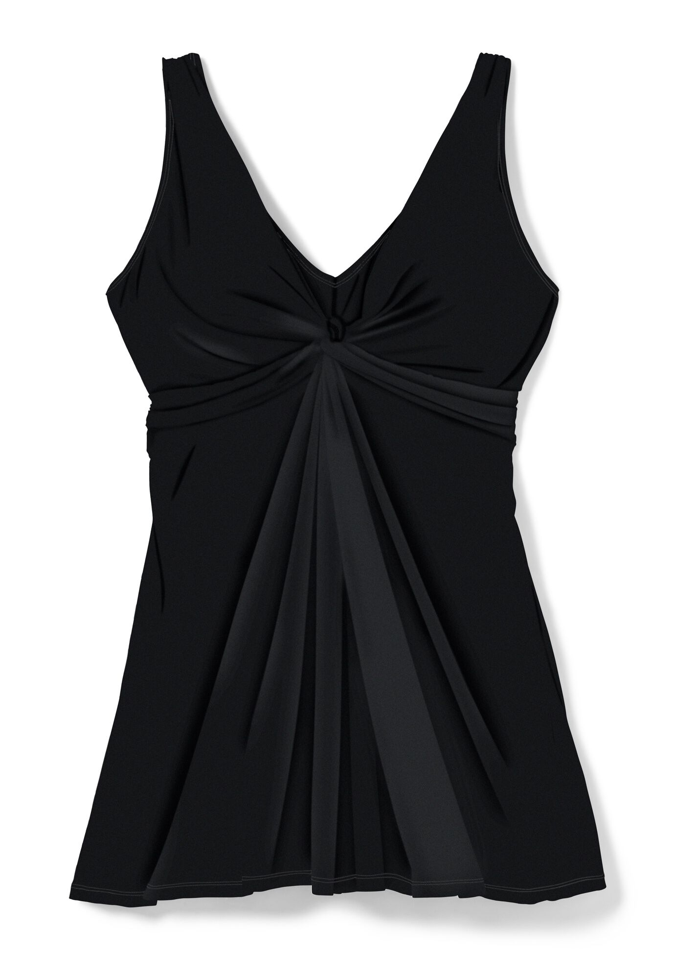 Twist-Front Swim Dress, BLACK, alternate image number 2