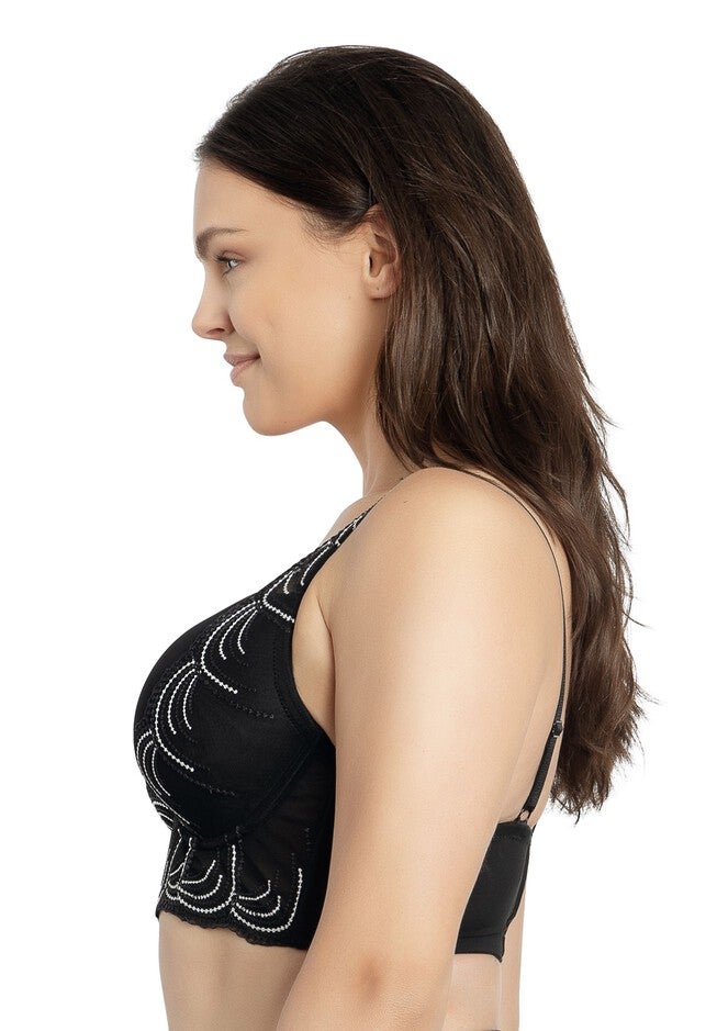 Pearl Longline Plunge Bra, , on-hover image number 1