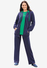 Contrast Tie Hoodie Set, NAVY TROPICAL EMERALD, hi-res image number null