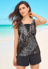 V-Neck Longer Length Tankini Top, CLASSIC LEOPARD, hi-res image number null