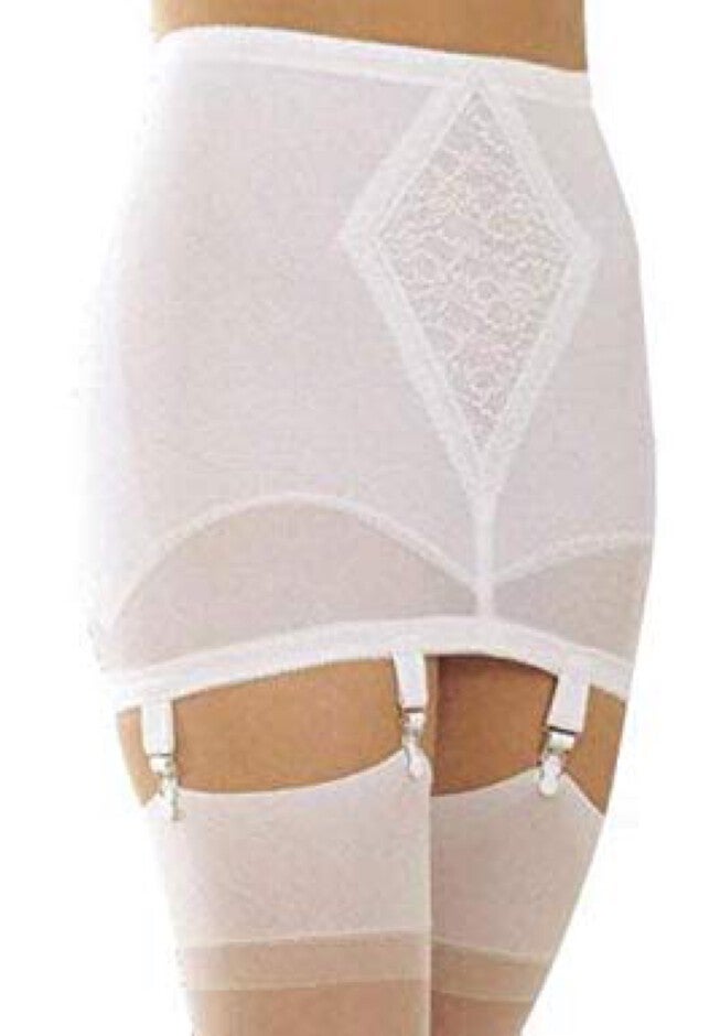 Open Bottom Girdle Medium Shaping w/ Garters, WHITE, hi-res image number null