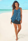 Longer Length Mesh Tankini Top, BLUE MIXED BUTTERFLY, hi-res image number null