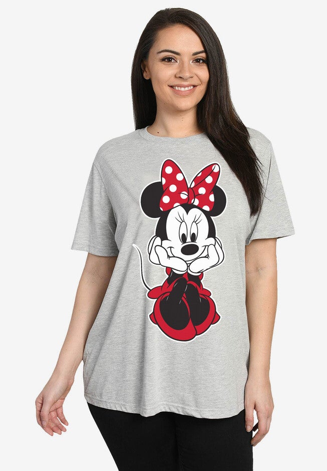 Disney Women's Minnie Mouse Sitting Short Sleeve T-Shirt Gray, , alternate image number 2