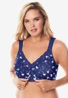 Front-Close Cotton Wireless Posture Bra, EVENING BLUE FLORAL, hi-res image number null