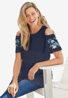 Short-Sleeve Cold-Shoulder Tee, , alternate image number null