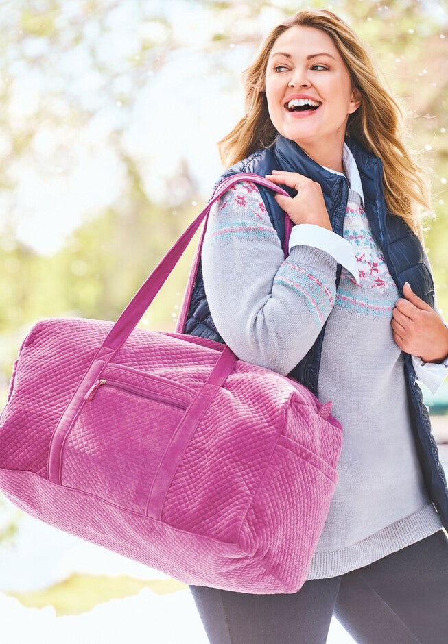 Quilted Velour Duffle Bag, , alternate image number 1