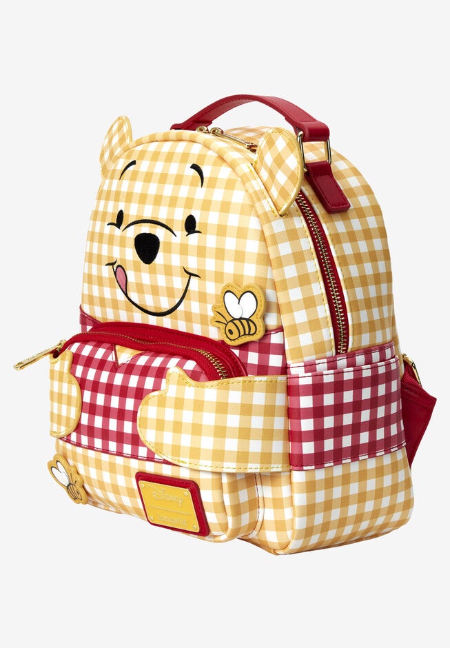 Loungefly X Disney Winnie The Pooh Mini Backpack Handbag Gingham Honey Bees, , on-hover image number 1