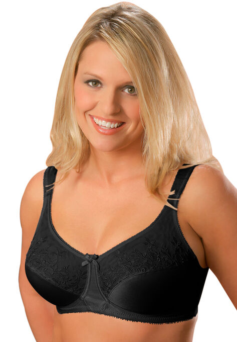 Underwire Embroidered Bra, BLACK, hi-res image number null